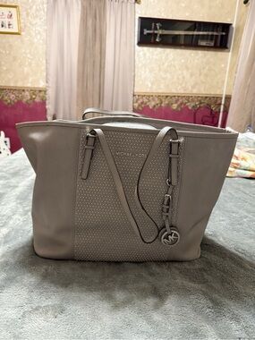 Michael Kors Taupe Perforated Leather Tote